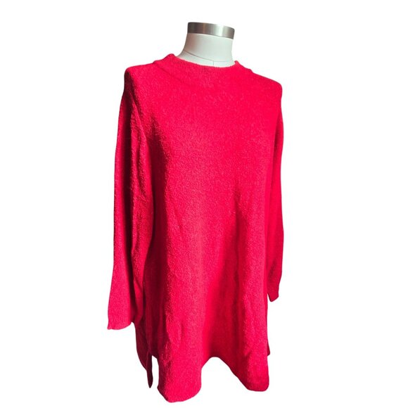 Catherines Red Sweater Bouclé Knit Mockneck Tunic Size 3X 26/28 Plus NWT jj3743 - Picture 1 of 10